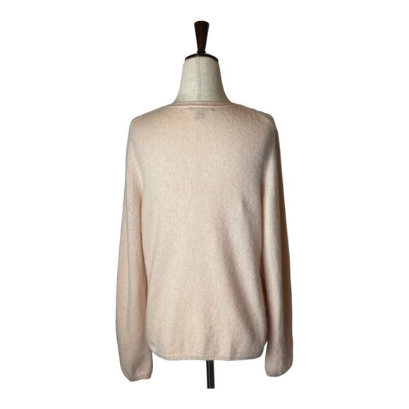 Charter Club Pink 100% 2 Ply Cashmere V- Neck Balloon Sleeve Sweater Size L - Picture 2 of 7